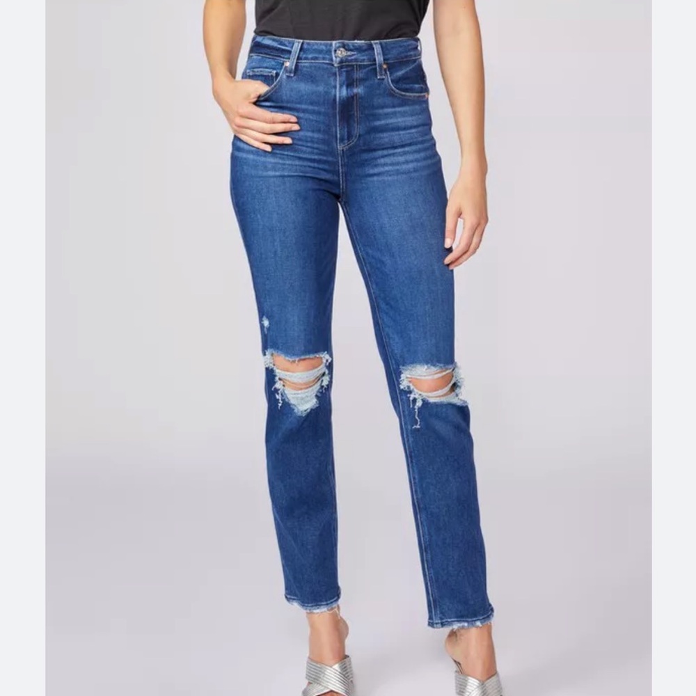 NWT Paige Stella High Rise Modern Straight Leg Distressed Jean 31